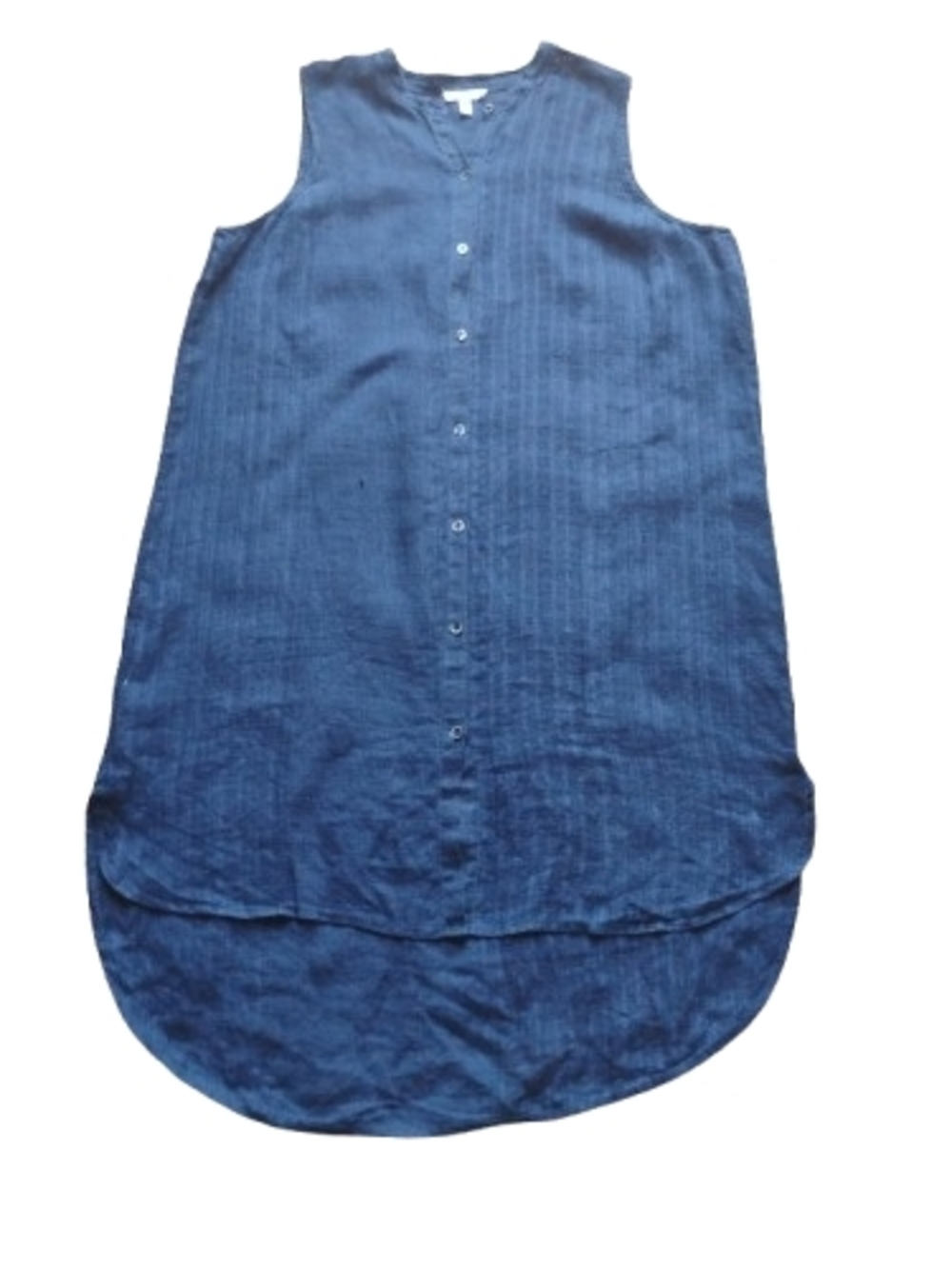 New without tags Eileen Fisher Sleeveless Linen Dress Large Navy Blue Textured
